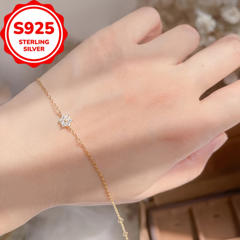 925 Silver Flower Bracelet for Women — Exquisite Gift